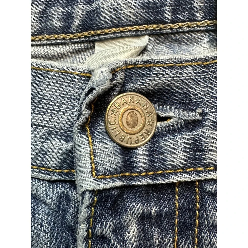 VTG Banana Republic Jeans Mens 32x34(32x32) Light Wash Straight Distressed Denim